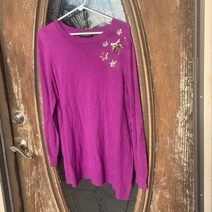 Lane Bryant Sequin star purple sweater top! Women’s 14/16